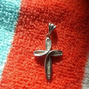 Diamond and silver cross pendant